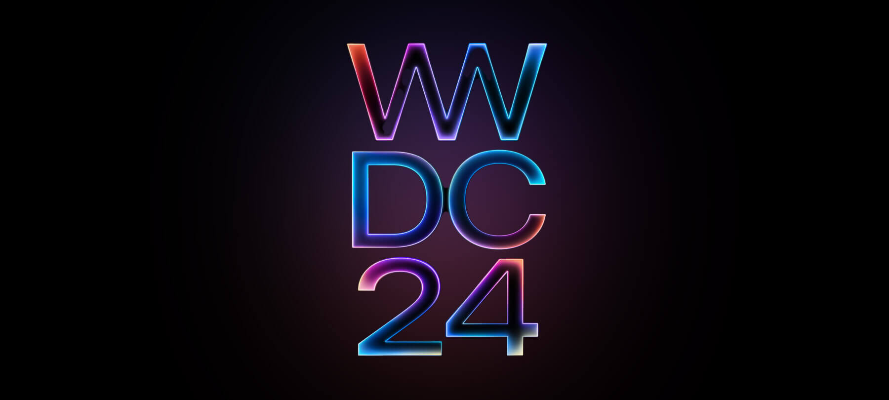 Apple WWDC 2024 Logo, colorful text in blue, purple, red