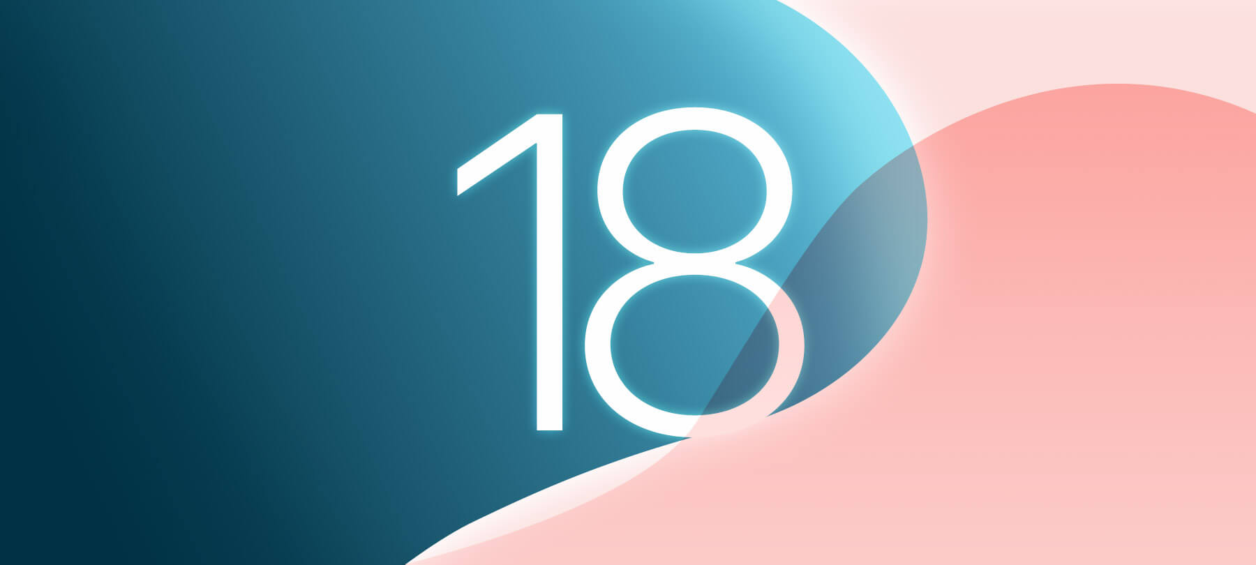 iOS 18 in front of blue and pink background